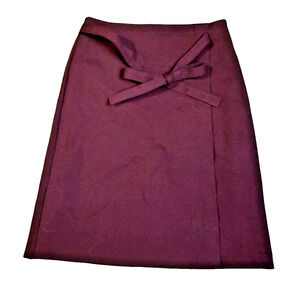 Liz Claiborne Career 4 Wrap Skirt Maroon Red Long Bow Belt Long Dress Cranberry